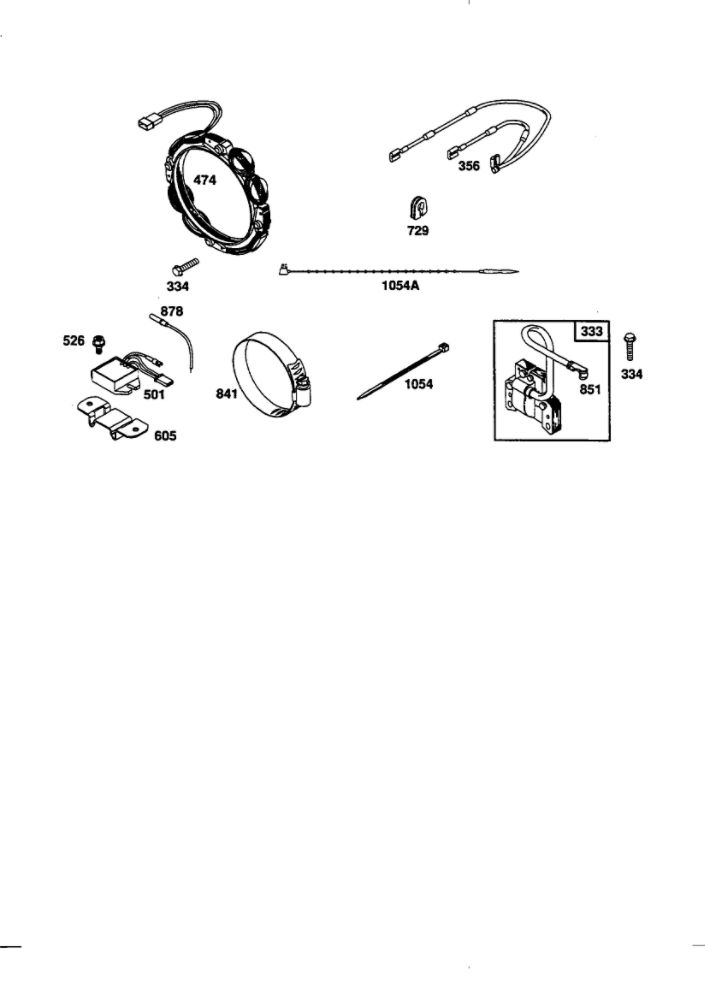 Armature Diagram and Parts List for 350455-1162-E1  Briggs and Stratton Engine